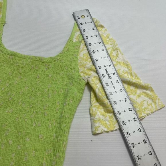Free People Green Marigold Smocked Crop Top Size Small Medium See Measurements - Picture 8 of 10